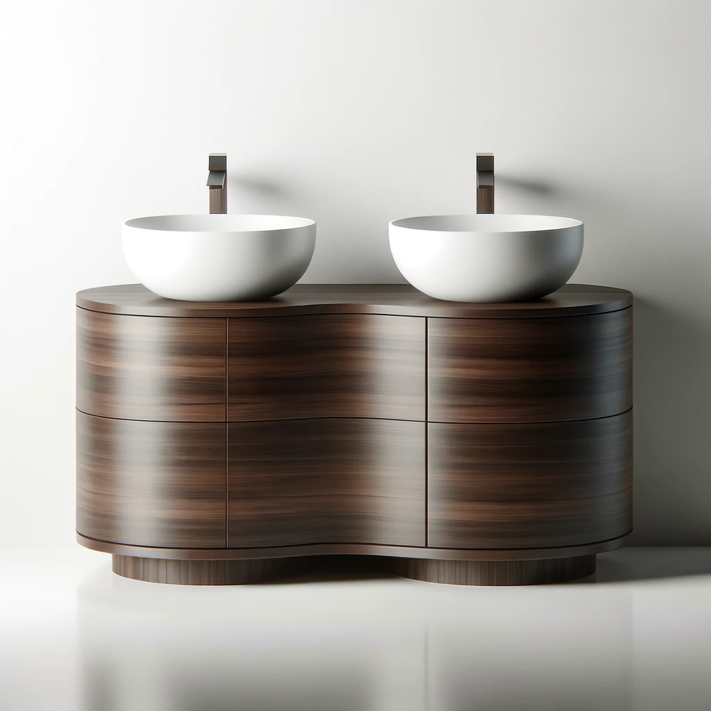 Meuble de salle de bain en teck foncé, Collection Yoala Design